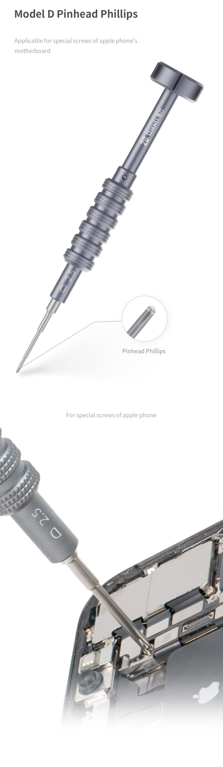 Kit De 5 Tournevis De Précision QIANLI IThor 2D – Philips, Tri-Wing Y, Pentalobe, Pinhead, Torx